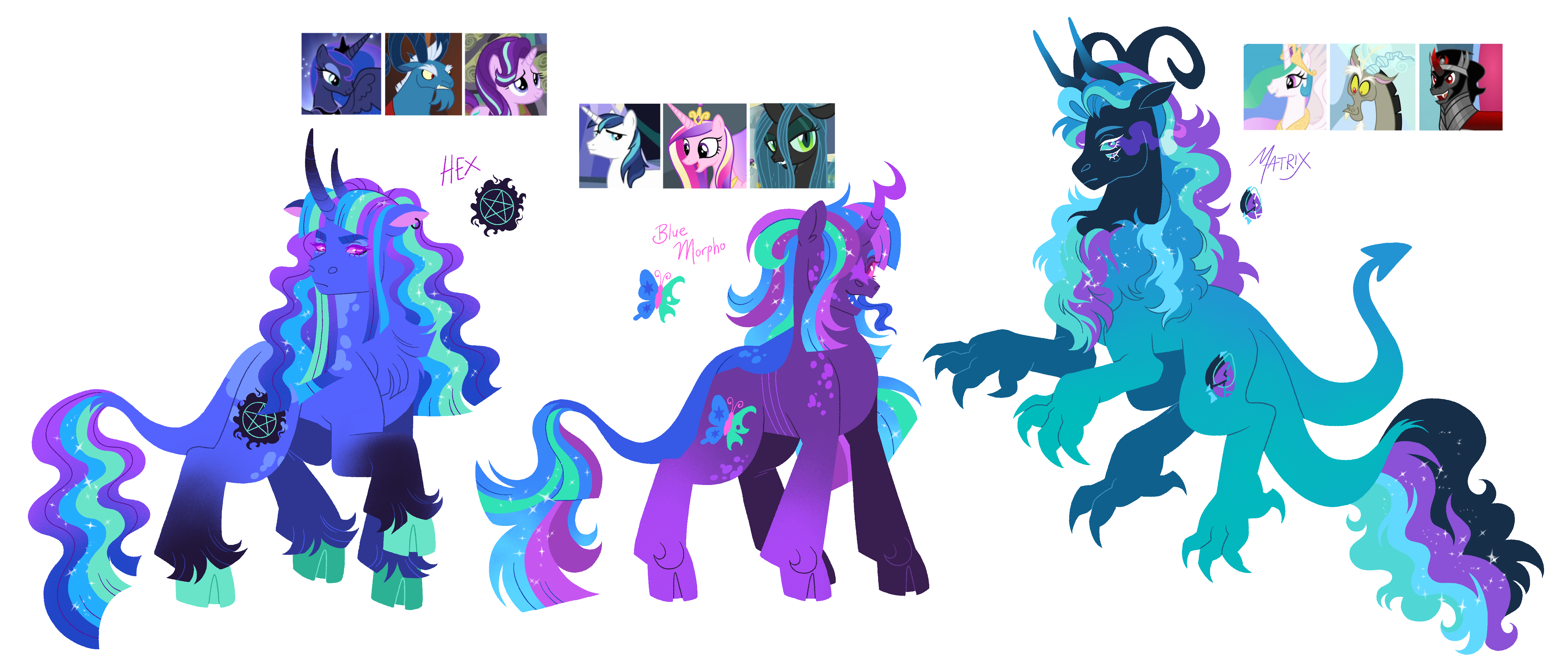 teal blue and purple - closed