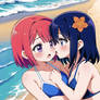 AI Art Kawaii Lesbians at the Beach 5