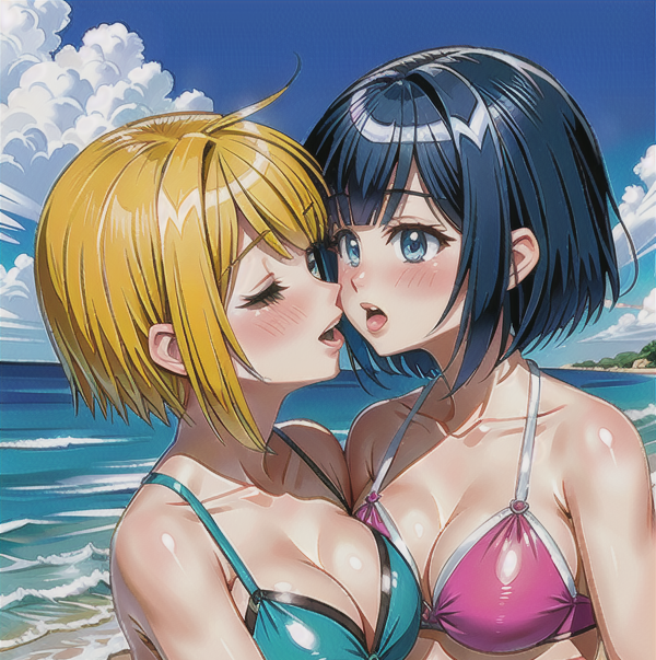 AI Art Kawaii Lesbians at the Beach 8