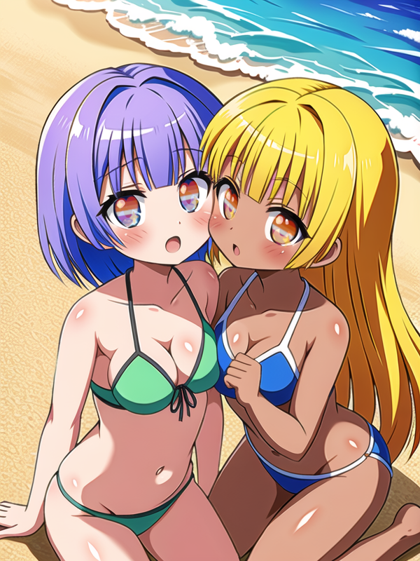 AI Art Kawaii Lesbians at the Beach 11