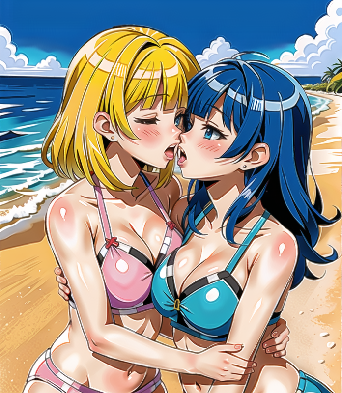 AI Art Kawaii Lesbians at the Beach 13