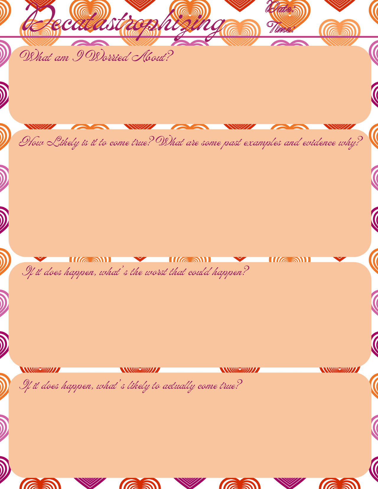 Lesbian Decatastrophizing Journal Page 2