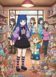 AI Art Molly and Stocking Thrifting for Toys
