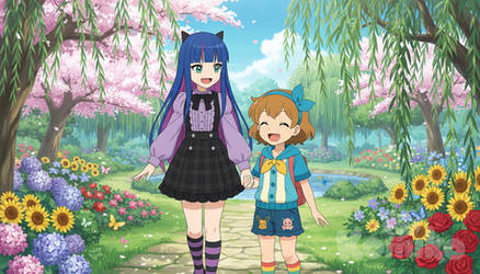 AI Art Molly and Stocking in Garden