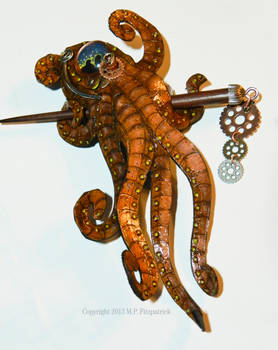 Mechanical Octopus Leather Hair Slide