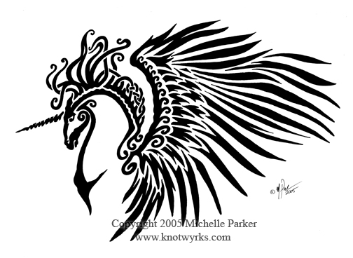 Celtic Tribal Winged Unicorn