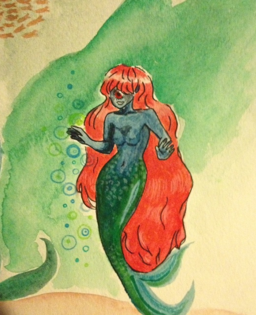 mmmmmermaid cyclops- watercolor