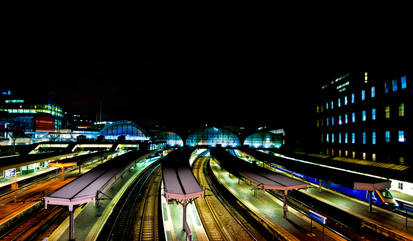 Paddington Station by night colour