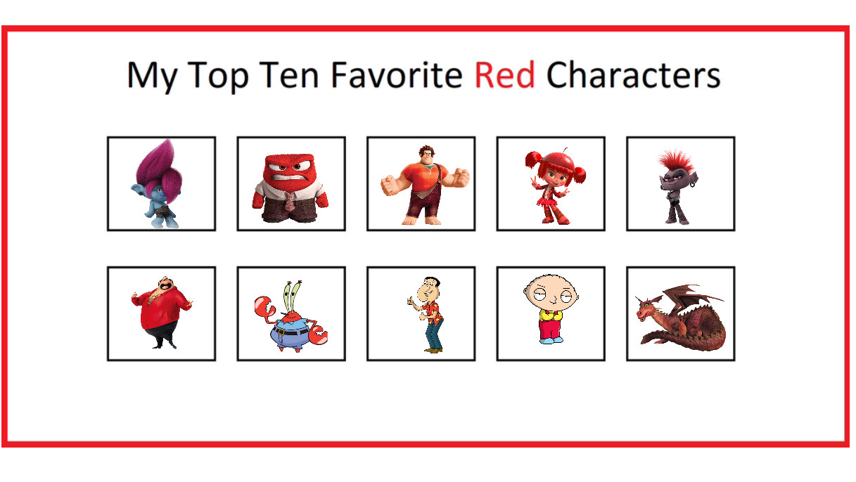 Red Chaacter Top 10 red characters by BRANCHTROLL2009 on DeviantArt