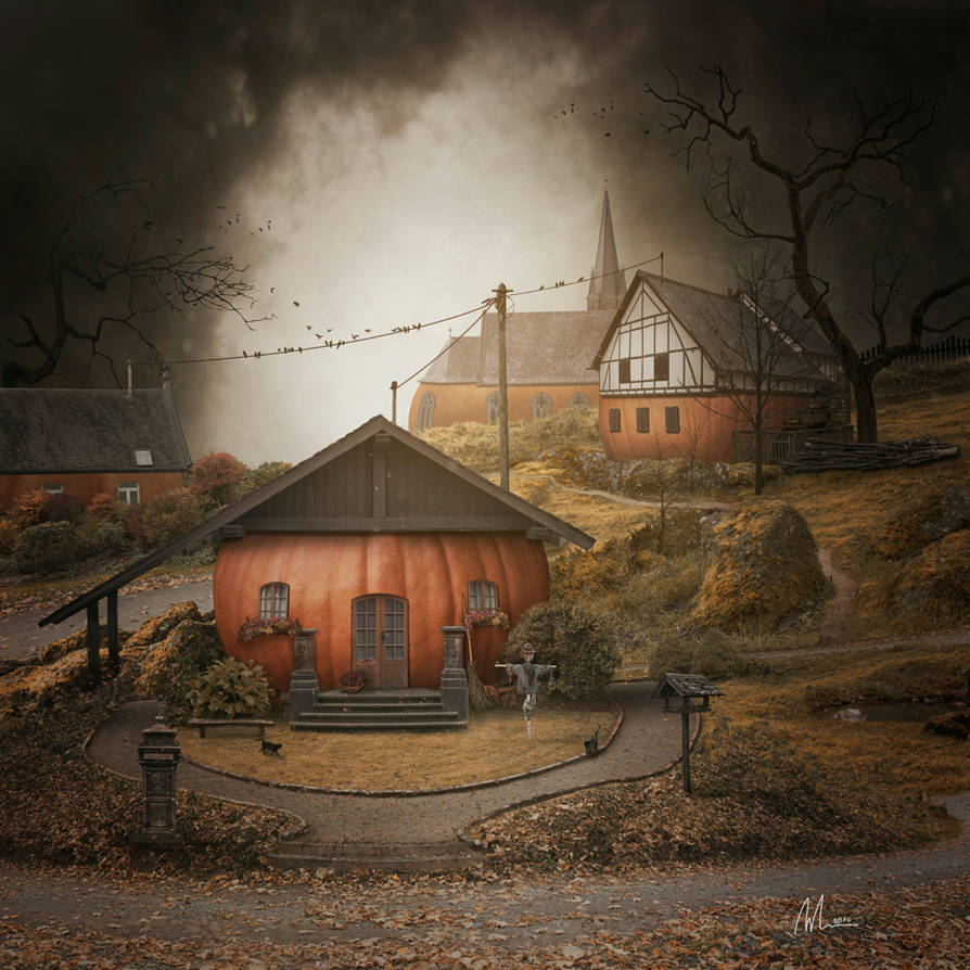 Pumpkin Village by Megan-Arts