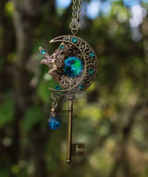 Fairy Crescent Moon Key Necklace