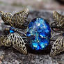 Bronze Butterfly Cuff Bracelet with Blue Opal