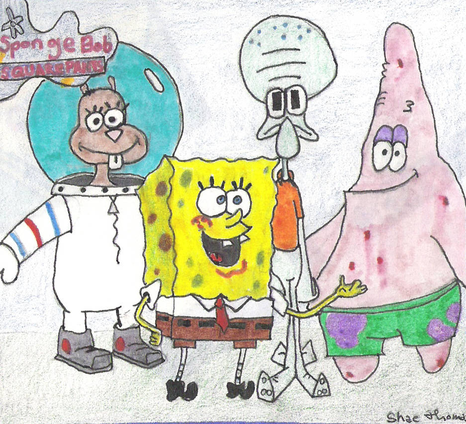 Spongebob and Crew-Sketch by shaebaby on DeviantArt