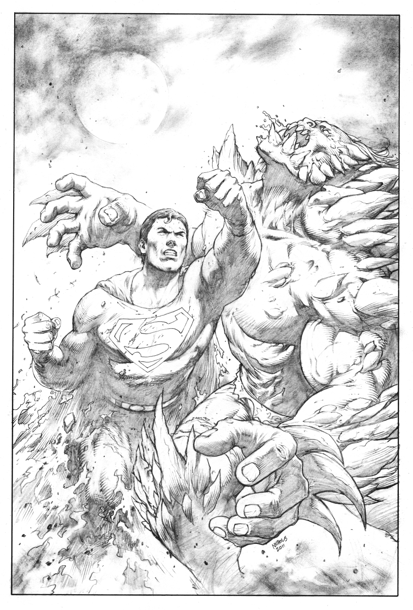 Superman VS Doomsday pencils