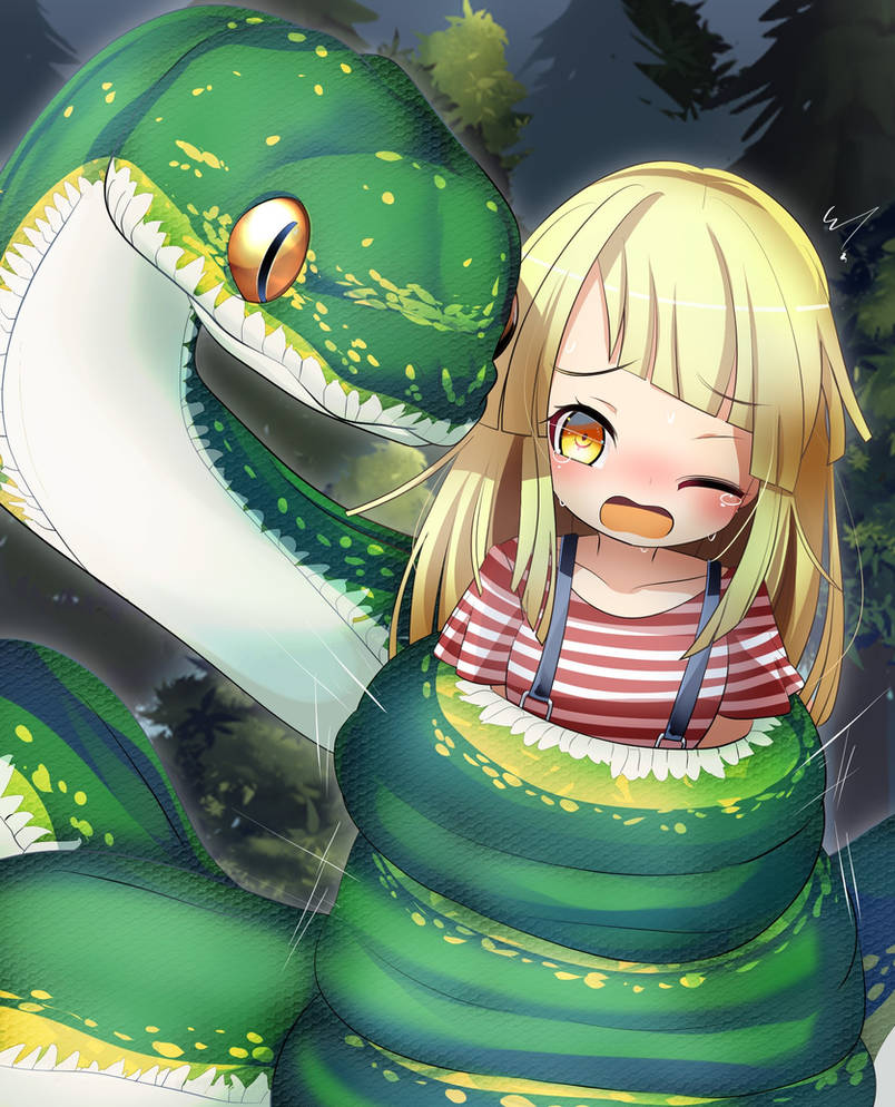 Bang squeeze 5.- A happy green python by skwmmk on DeviantArt