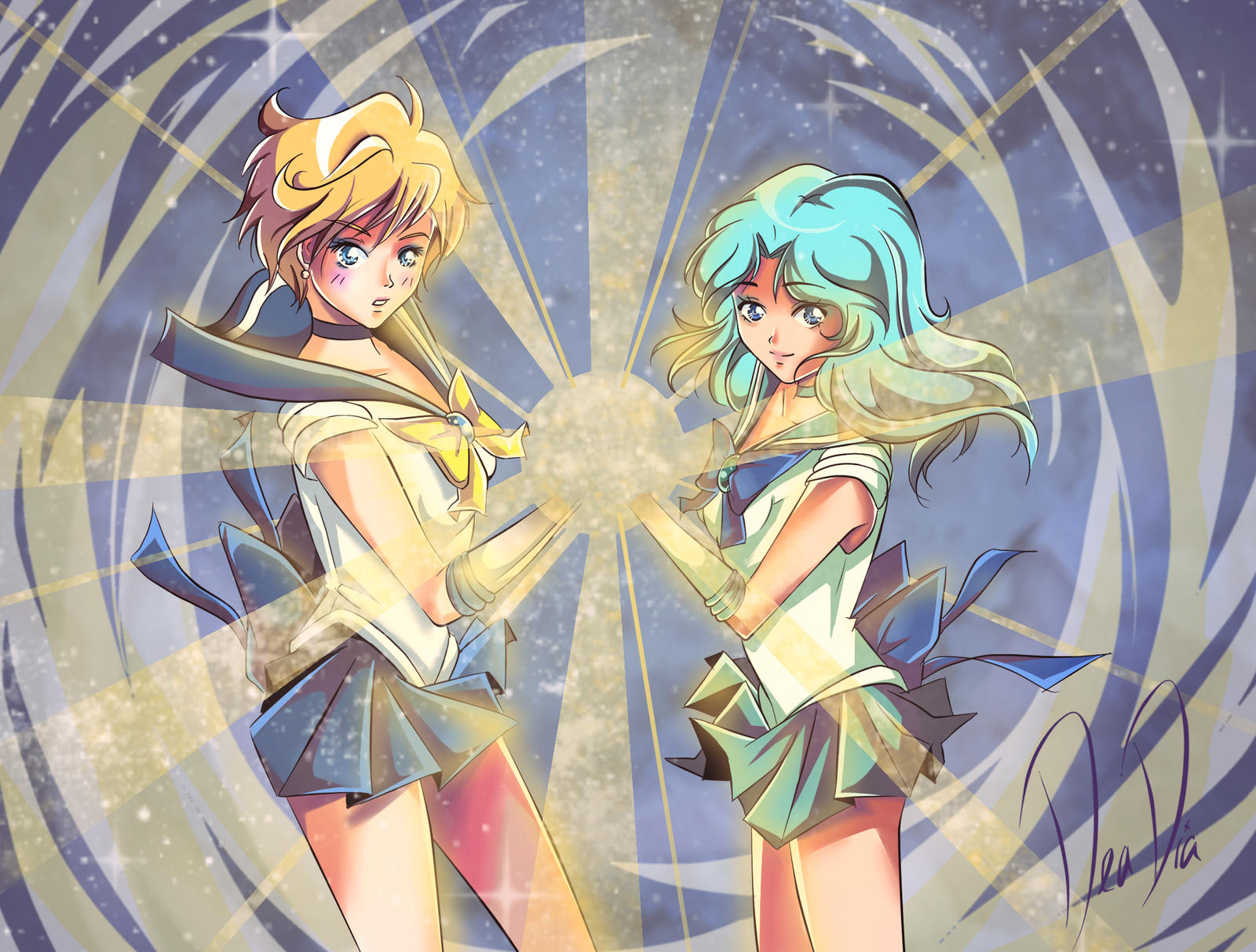 Teamwork - Sailor Uranus and Sailor Neptune