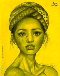 Woman draw yellow background