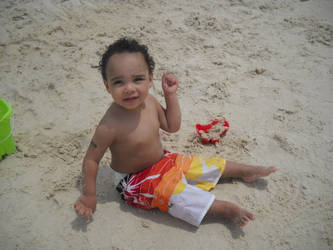 2 year old on the beach