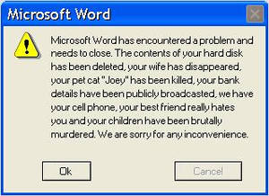 Microsoft Word Error Message