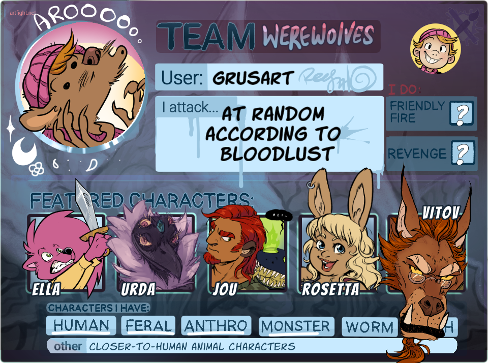 Artfight 2023 Team Werewolves