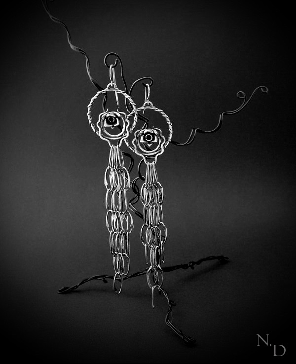 Silver earrings, handmade, wire jewelry