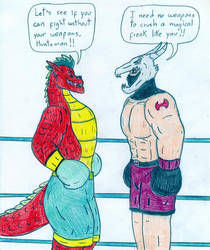 Boxing Jake Long vs Huntsman by Jose-Ramiro