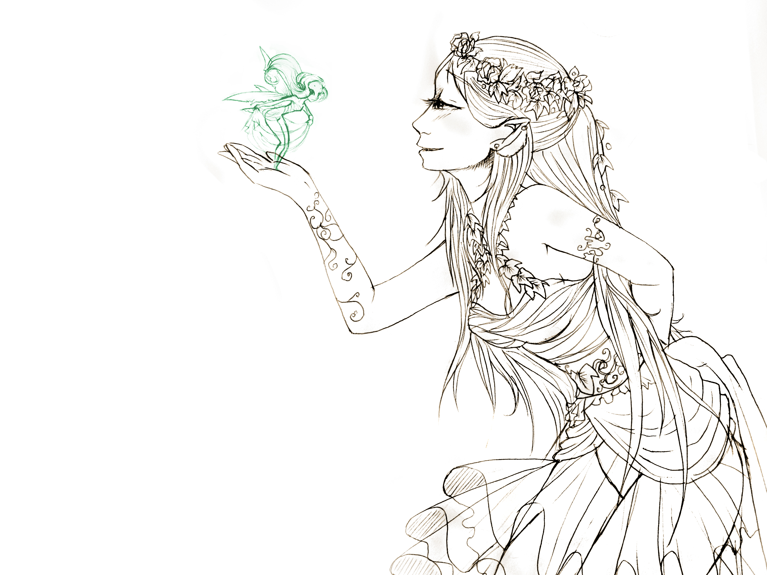 Fairy Queen Line Art