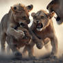 Lion Cubs Playing Mother Watching 08
