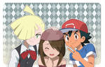 commission : Ash, Gladion and Canna by pink-hudy