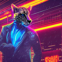 cheetah cyberpunk neon nightcafe aiart