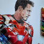 Iron Man drawing with Colored pencils
