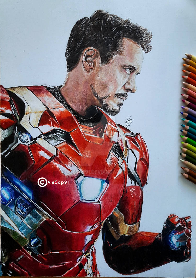 Iron Man drawing with Colored pencils by AleSap91 on DeviantArt