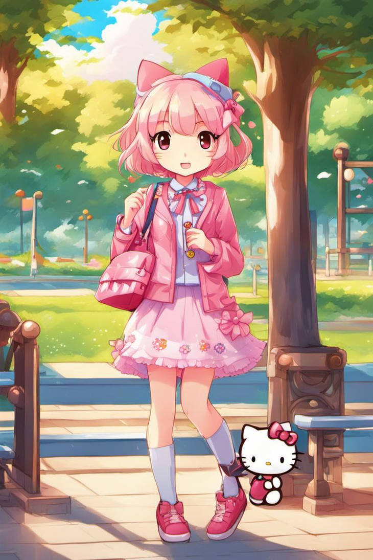 Chibi Hello Kitty At The Park by sillysaucysocks on DeviantArt