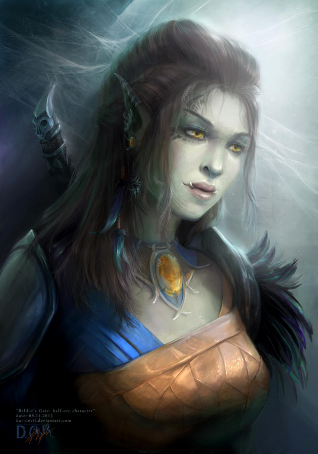 Baldur s gate девушка. Полуорк Полуэльф. Полуорк (half-Orc). Полуорк портрет балдурс гейт. Half Orc girl.