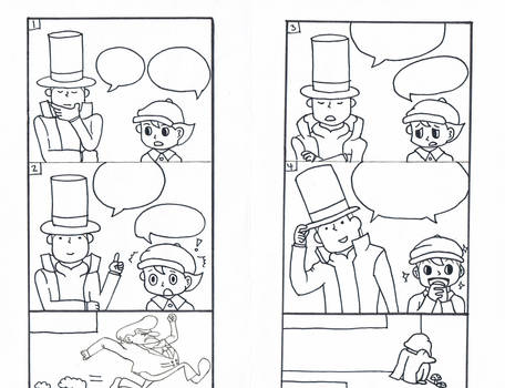 Lineart of Professor Layton card (Inside)