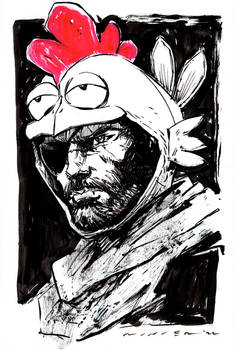 INKTOBER DAY 16 -- Fowl : The Chicken Hat MGS5