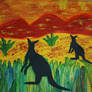 kangaroos in sunset