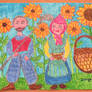 farmers in sunflowerfield painting from Ingeline