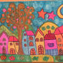 coloured village painting from Ingeline