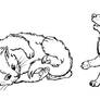 Kitten + fox cub lineart