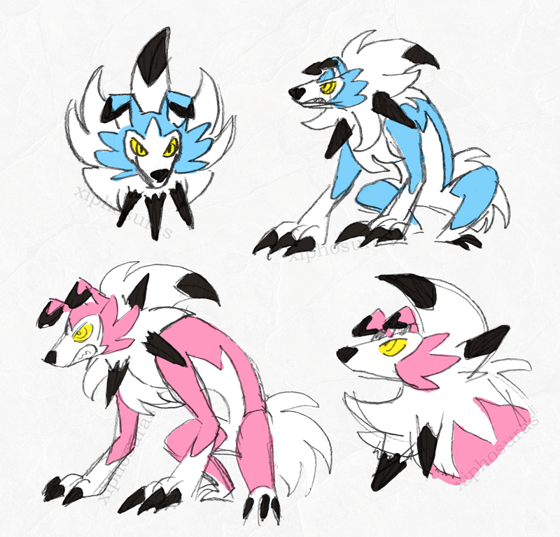 Lycanroc Dawn Form variations by Ophionyx on DeviantArt