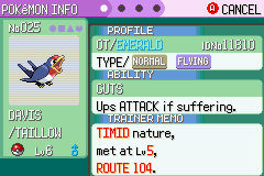 PE Team - Davis, the Taillow from Route 104