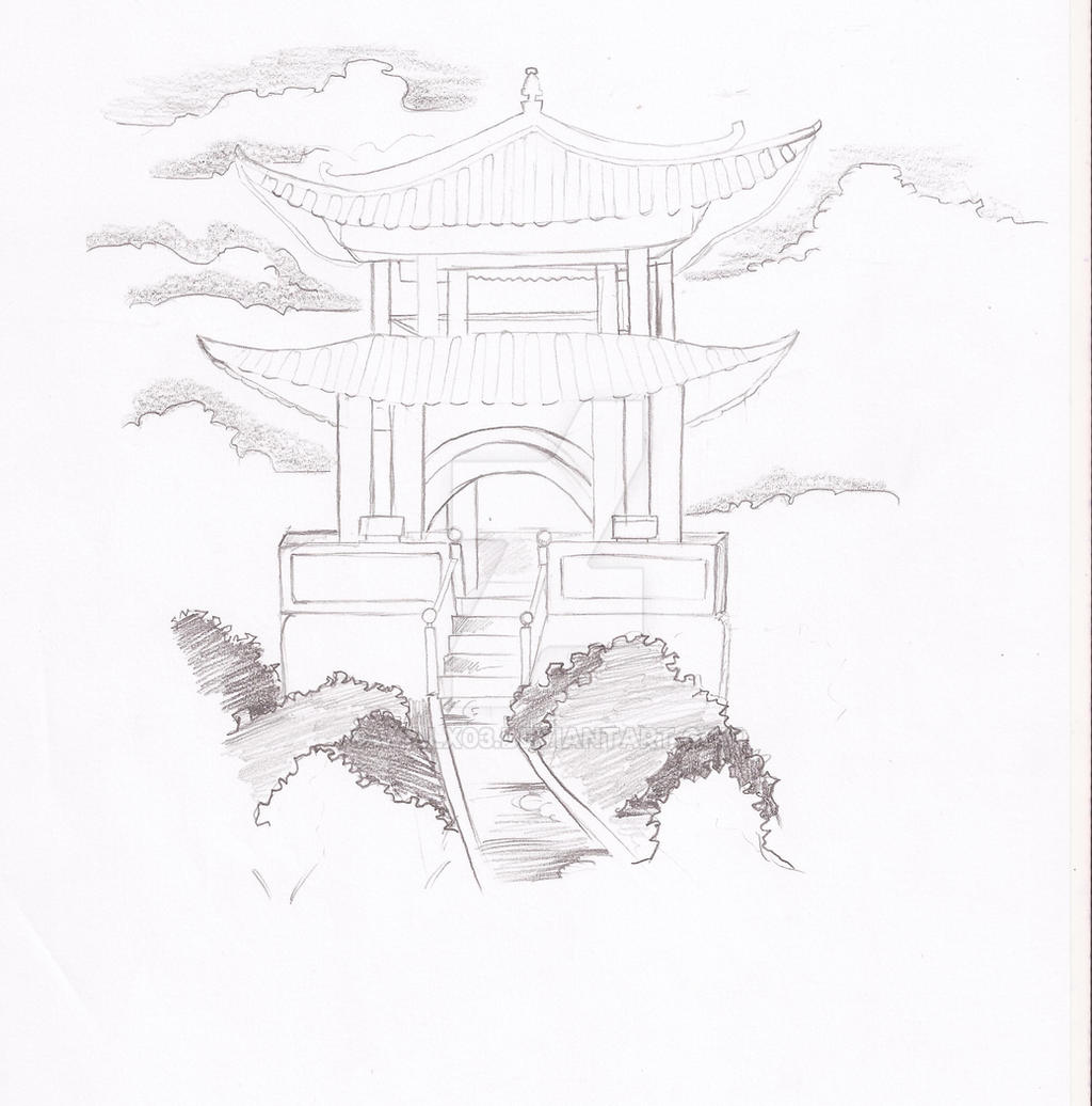 Japanese Temple sketch by Willx03 on DeviantArt