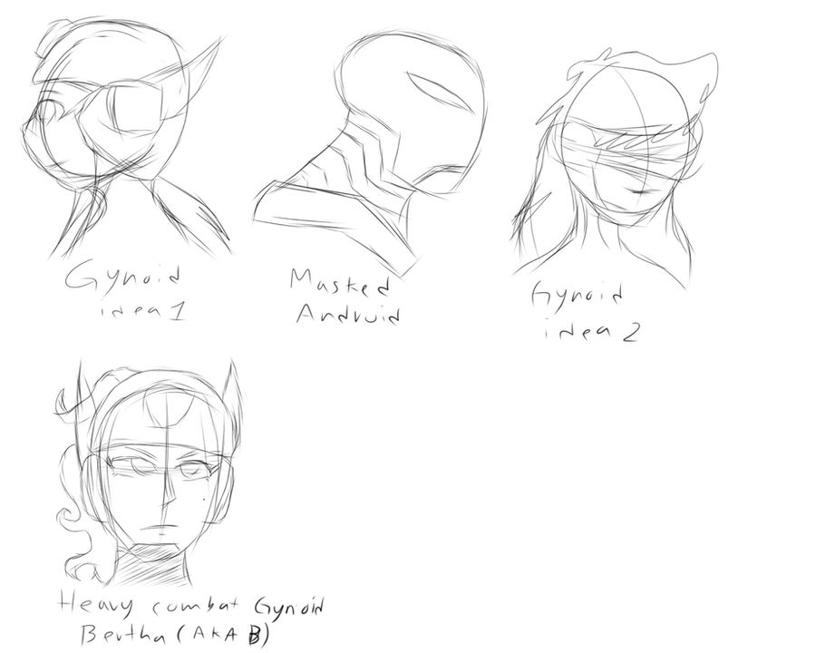 Gynoids and one android OC concept sketches