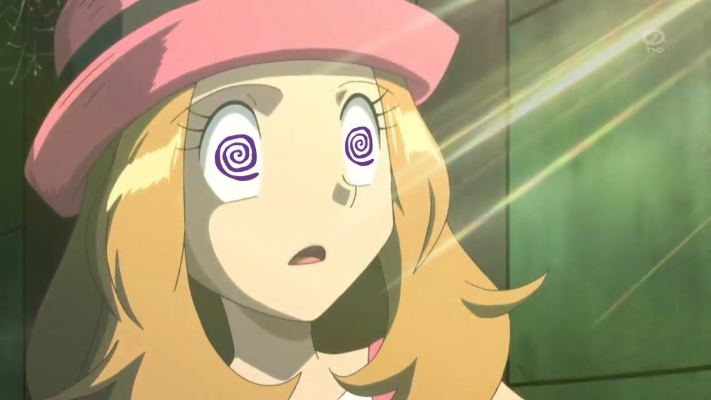 Serena being hypnotized (Purple swirly eyes)