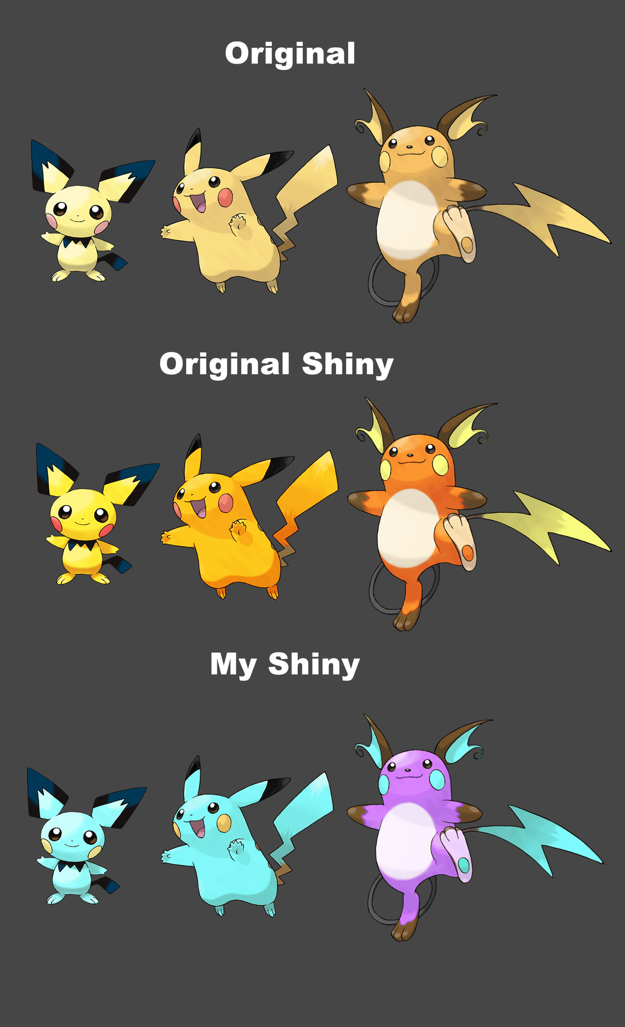 Pikachu Line Evolution Shiny by MrJhons900 on DeviantArt