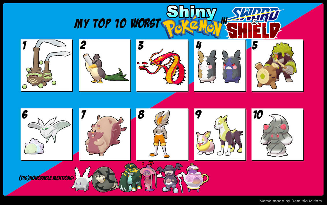 Top 10 Worst Shiny Pokemon In Sword And Shield By Wildcat1999 On Deviantart Top 10 Worst Shiny Pokemon In Sword And Shield By Wildcat1999 On Deviantart