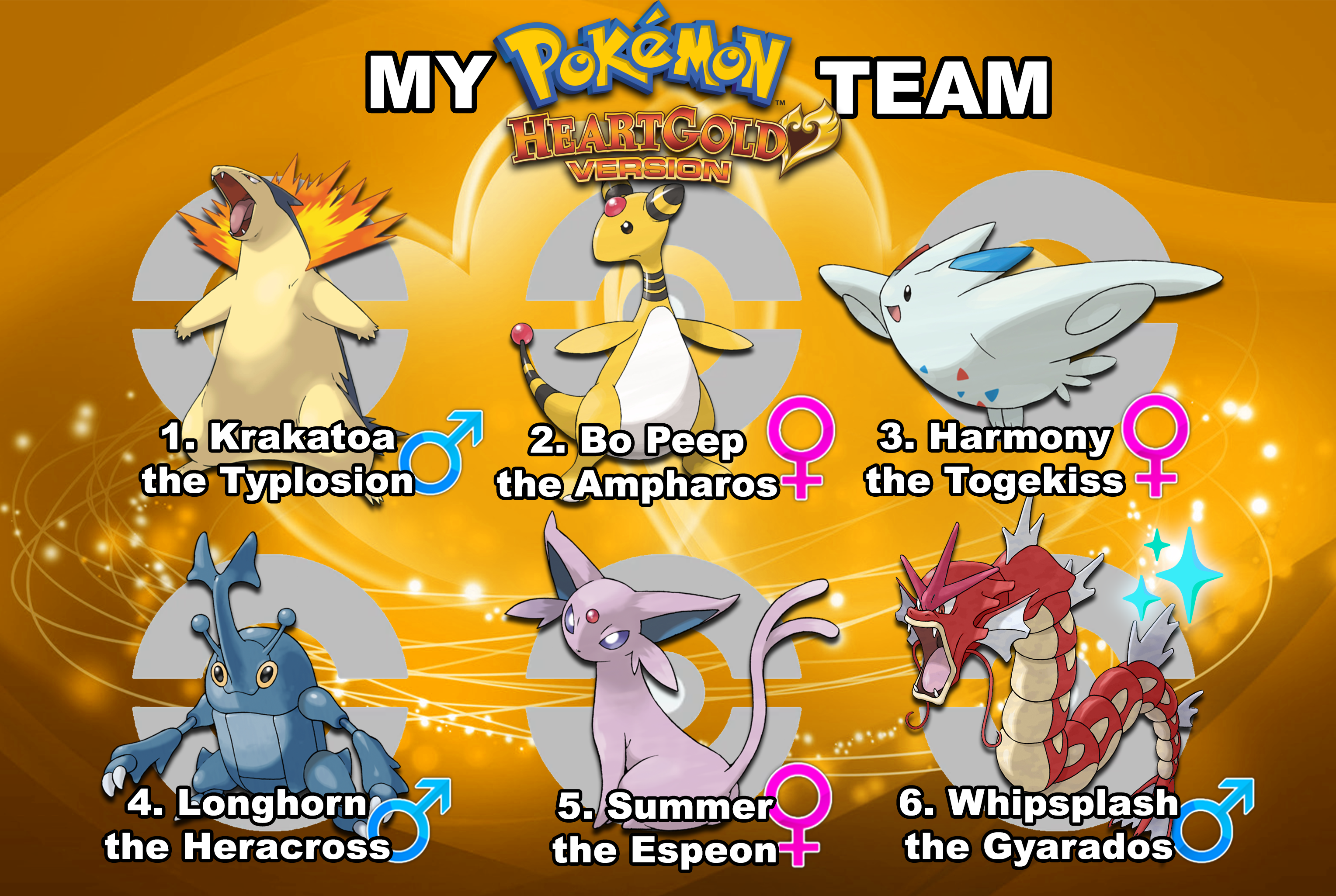 My Pokemon Heart Gold Version Team (Post-Game) by DrewBear0496 on