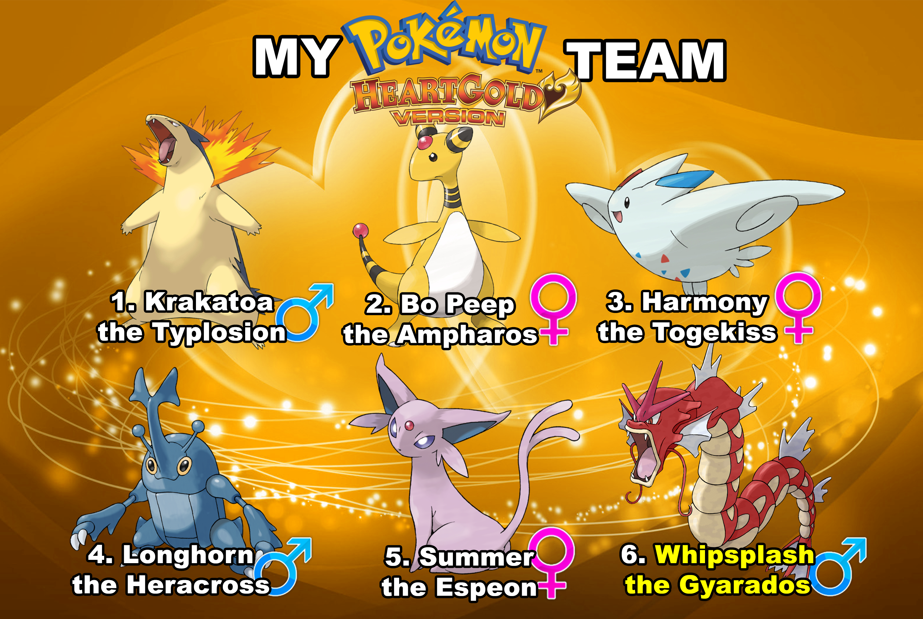 My Pokemon Heart Gold Team By Wildcat1999 On Deviantart My Pokemon Heart Gold Team By Wildcat1999 On Deviantart