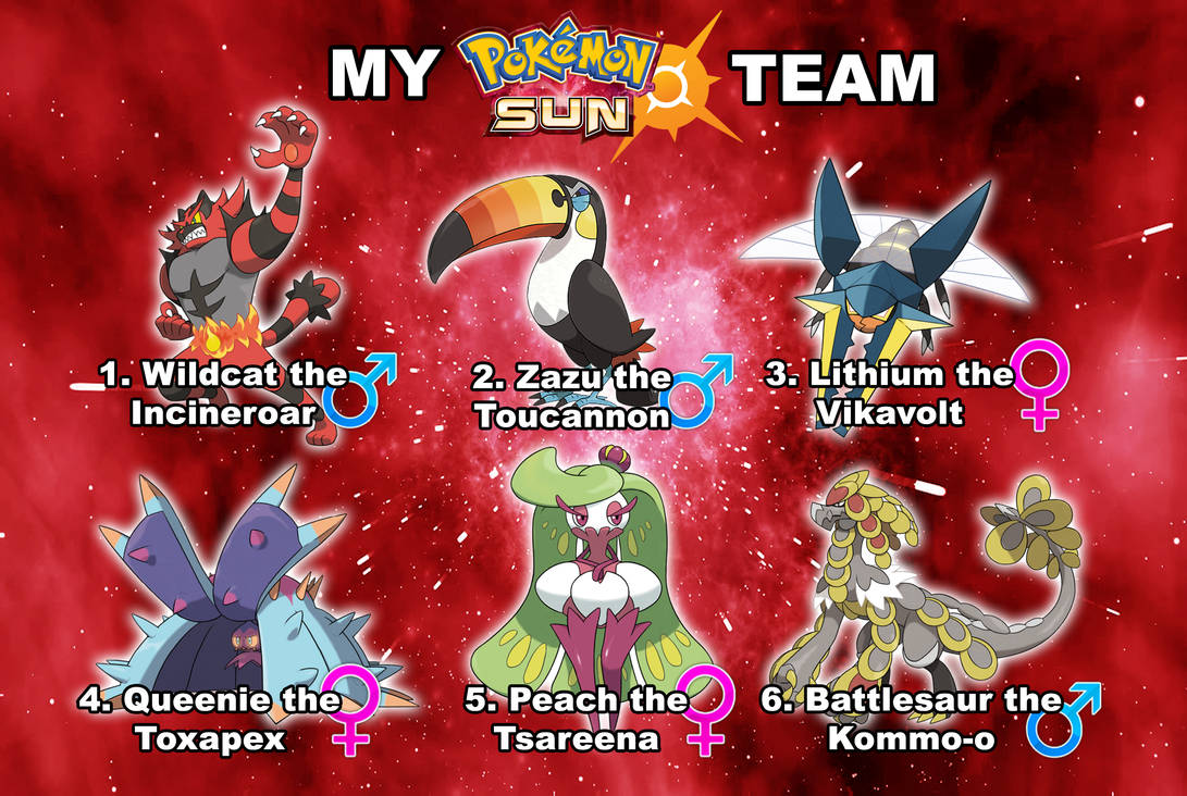 My Pokemon Sun Team by Wildcat1999 on DeviantArt